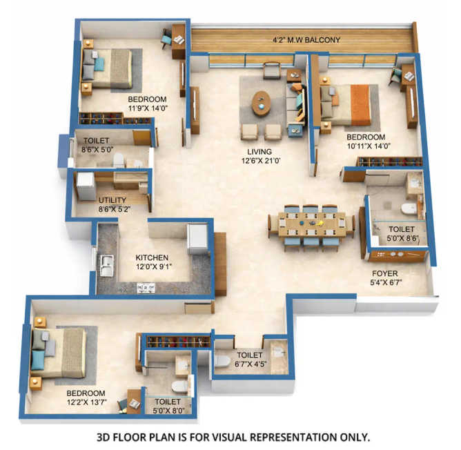 Adani Linkbay Residences Andheri - Floor plan 3 BHK 1522 Sq.ft