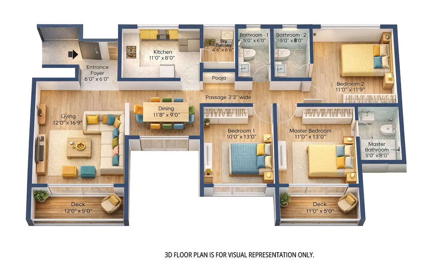 Peninsula Ashok Meadows Hinjewadi - Floor plan 3 BHK 1620 Sq.ft