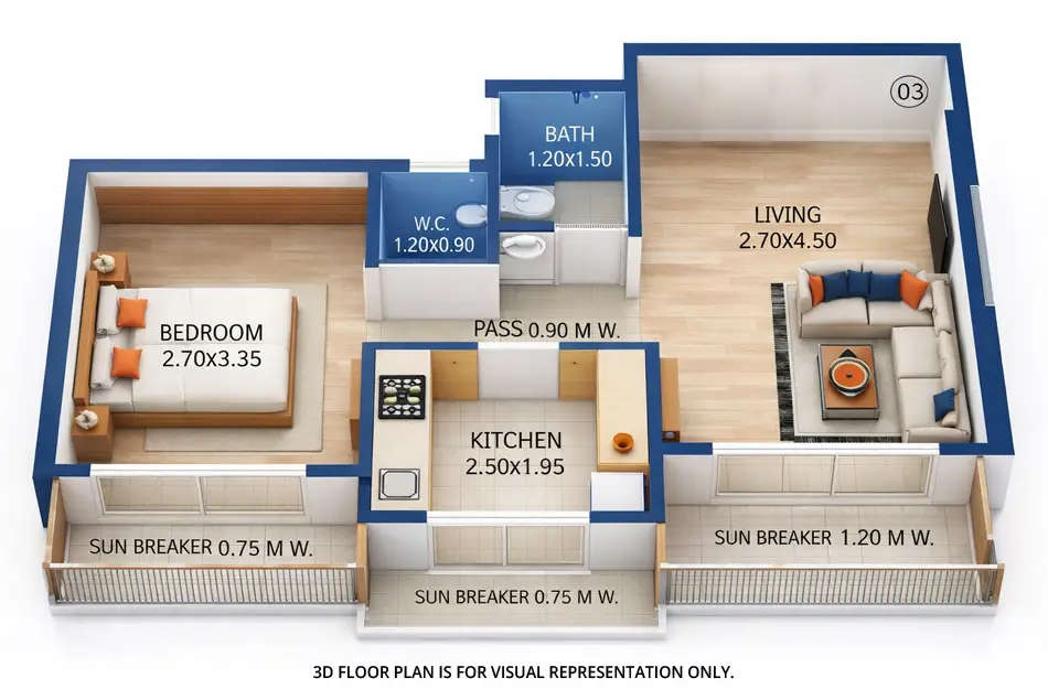 Orchid Square Ambernath - Floor plan 1 BHK 317 Sq.ft