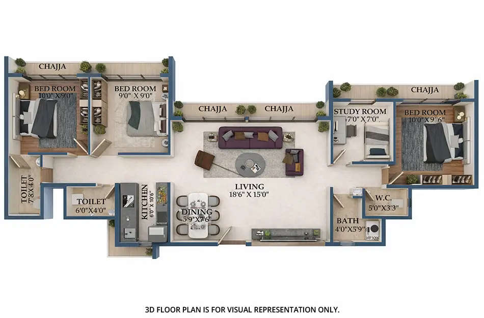 Today Royal Aikyam Kharghar - Floor plan 3.5 BHK  Sq.ft