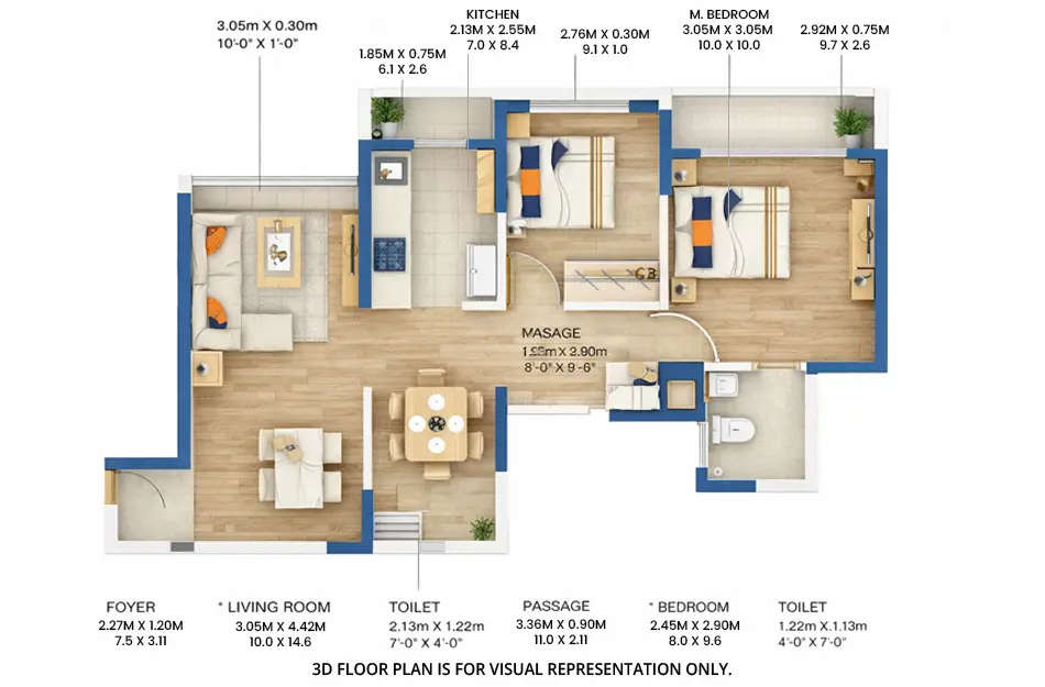 Godrej Vihaa Badlapur - Floor plan 2 BHK 592 Sq.ft