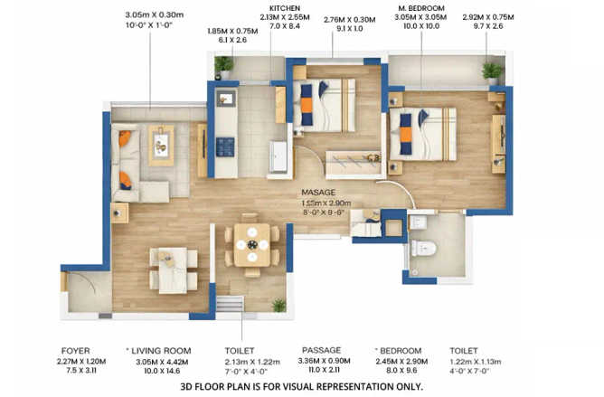 Godrej Vihaa Badlapur - Floor plan 2 BHK 592 Sq.ft