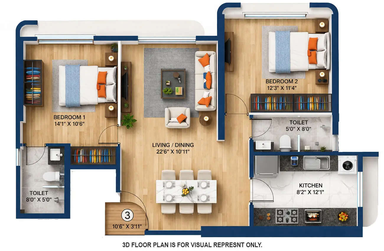 Spenta Stardeous Tardeo - Floor plan 2 BHK 831 Sq.ft