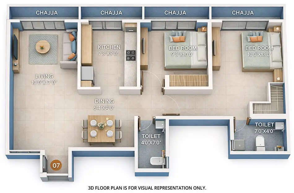 Gajra Bhoomi Serenity Kharghar - Floor plan 2 BHK 740 Sq.ft