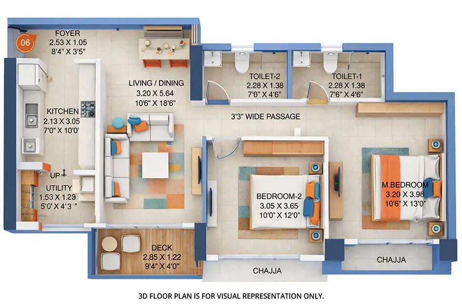 Godrej Green Terraces Panvel - Floor plan 2 BHK 753 Sq.ft
