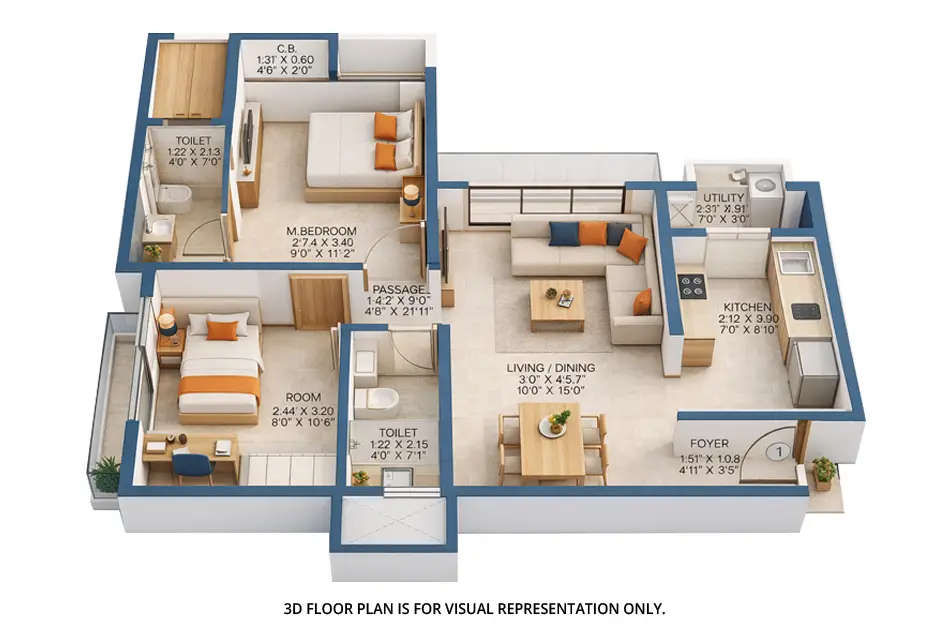 Godrej Upavan Bhiwandi - Floor plan 2 BHK 541 Sq.ft