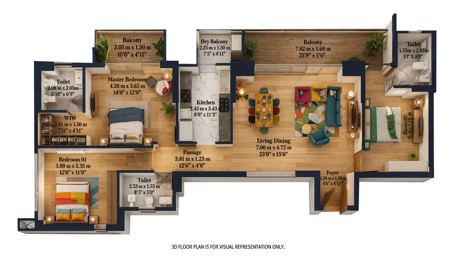 Birla Punya Sangamvadi - Floor plan 3 BHK 1451 Sq.ft