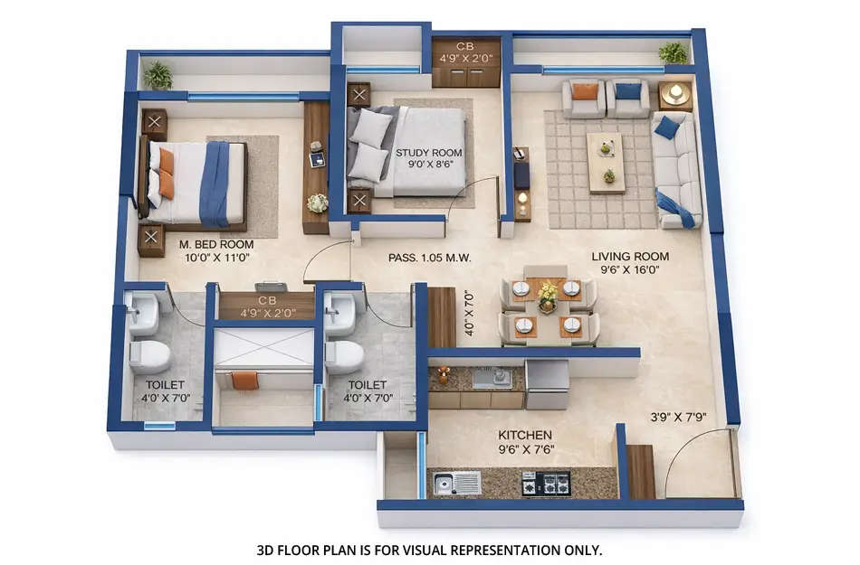 Metropolis Insignia Towers Ghodbunder Road - Floor plan 2 BHK 547 Sq.ft