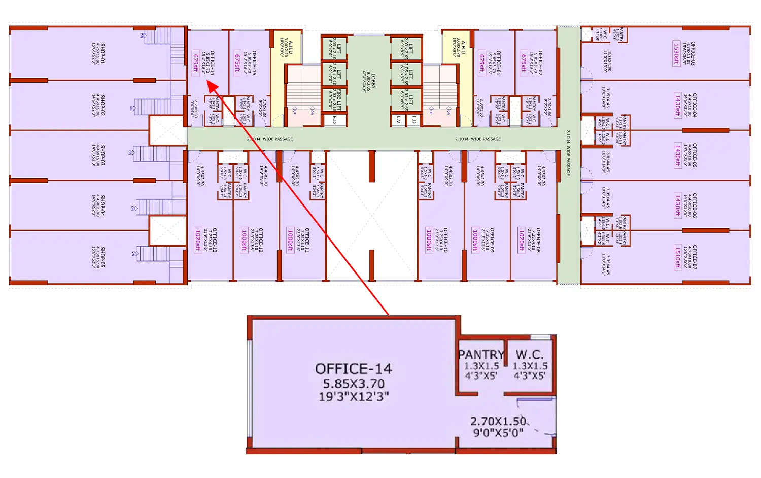 Aakar Celestial Belapur - Floor plan Commercial Office 495 Sq.ft