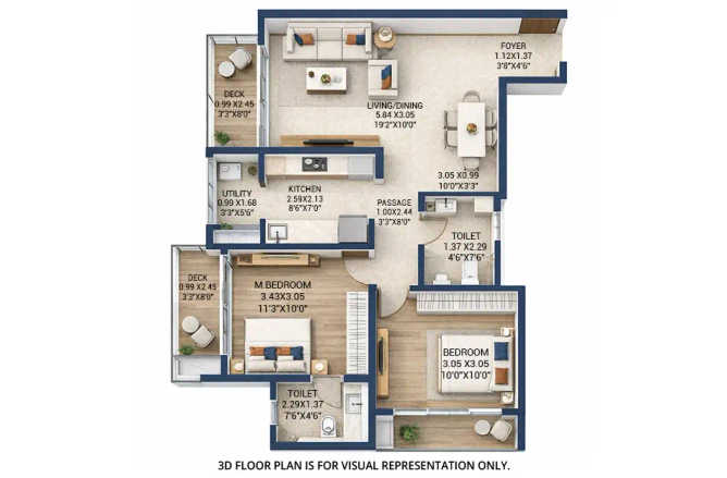 Godrej Hill Vista Panvel - Floor plan 2 BHK 735 Sq.ft