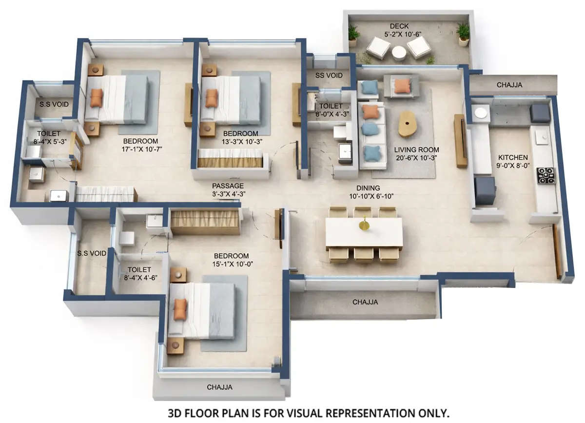 Arkade Evoke Goregaon - Floor plan 3 BHK 1141 Sq.ft