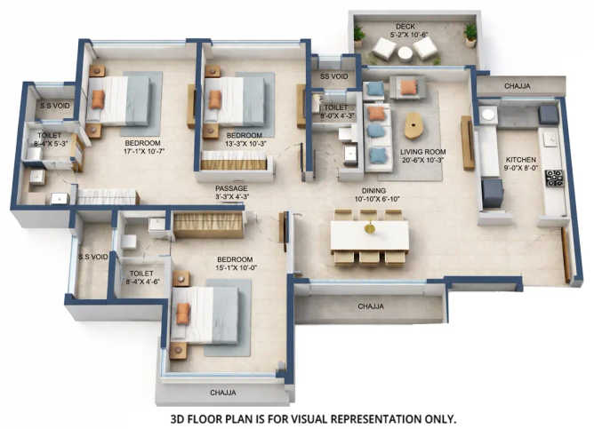 Arkade Evoke Goregaon - Floor plan 3 BHK 1141 Sq.ft