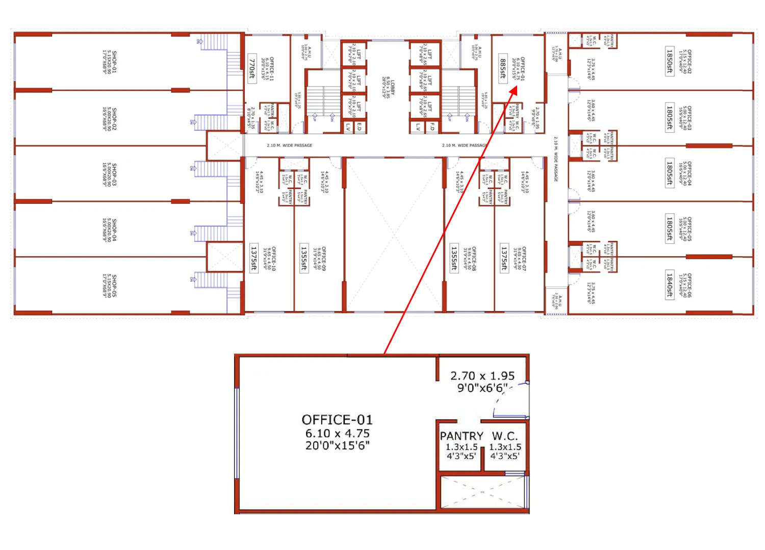 Aakar 88 Belapur - Floor plan Commercial Office 442 Sq.ft
