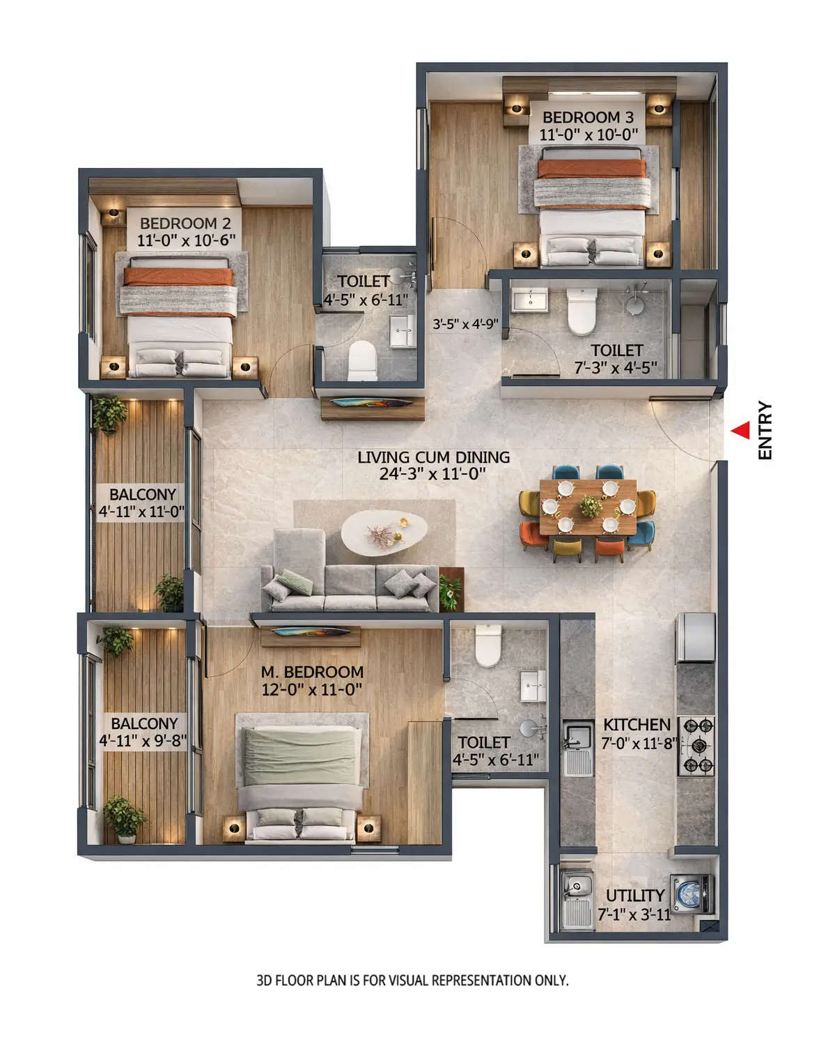 Sowparnika Rhythm of Rain Whitefield - Floor plan 3 BHK 1562 Sq.ft