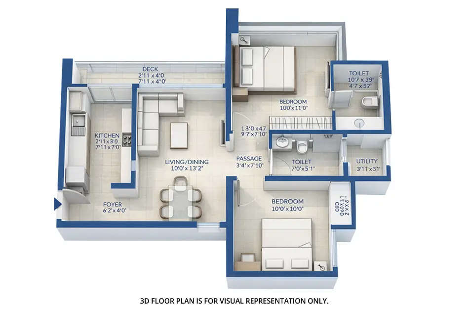 Godrej The Last Gem Ghodbunder Road - Floor plan 2 BHK 724 Sq.ft