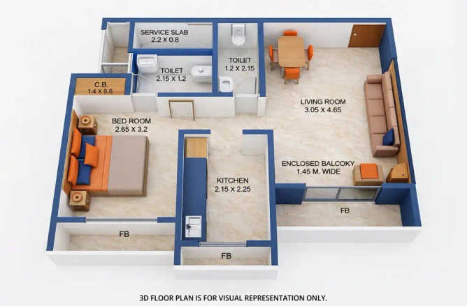 Vihang Golden Hills Ghodbunder Road - Floor plan 1 BHK 366 Sq.ft