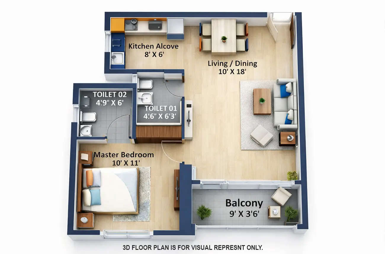 Ashford Edge Nahur - Floor plan 1 BHK 447 Sq.ft