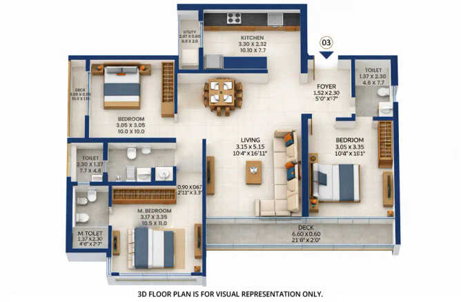 Godrej Evoke Ghodbunder Road - Floor plan 3 BHK  Sq.ft