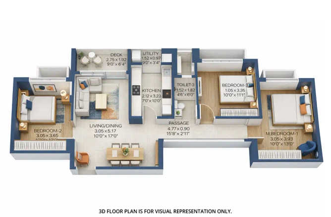 Godrej Panorama Kolshet Road - Floor plan 3 BHK 900 Sq.ft