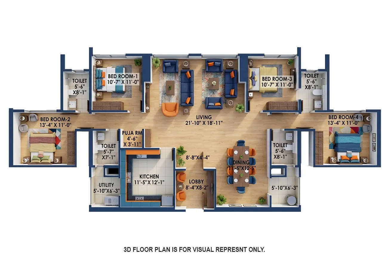 Bhoomi Simana Parel - Floor plan 4 BHK 1800 Sq.ft