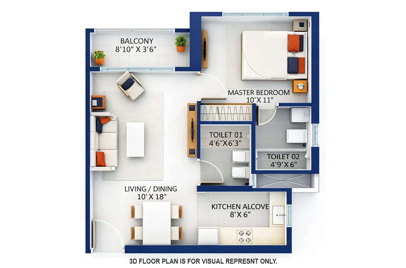 Ashford Crosstown Nahur - Floor plan 1 BHK 450 Sq.ft