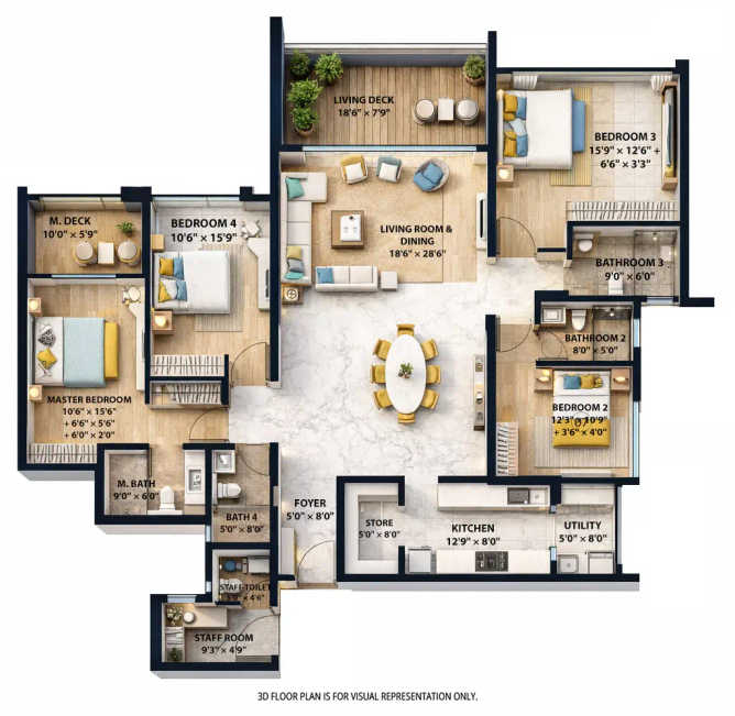 Lodha Estilo Kharadi - Floor plan 4 BHK 2200 Sq.ft