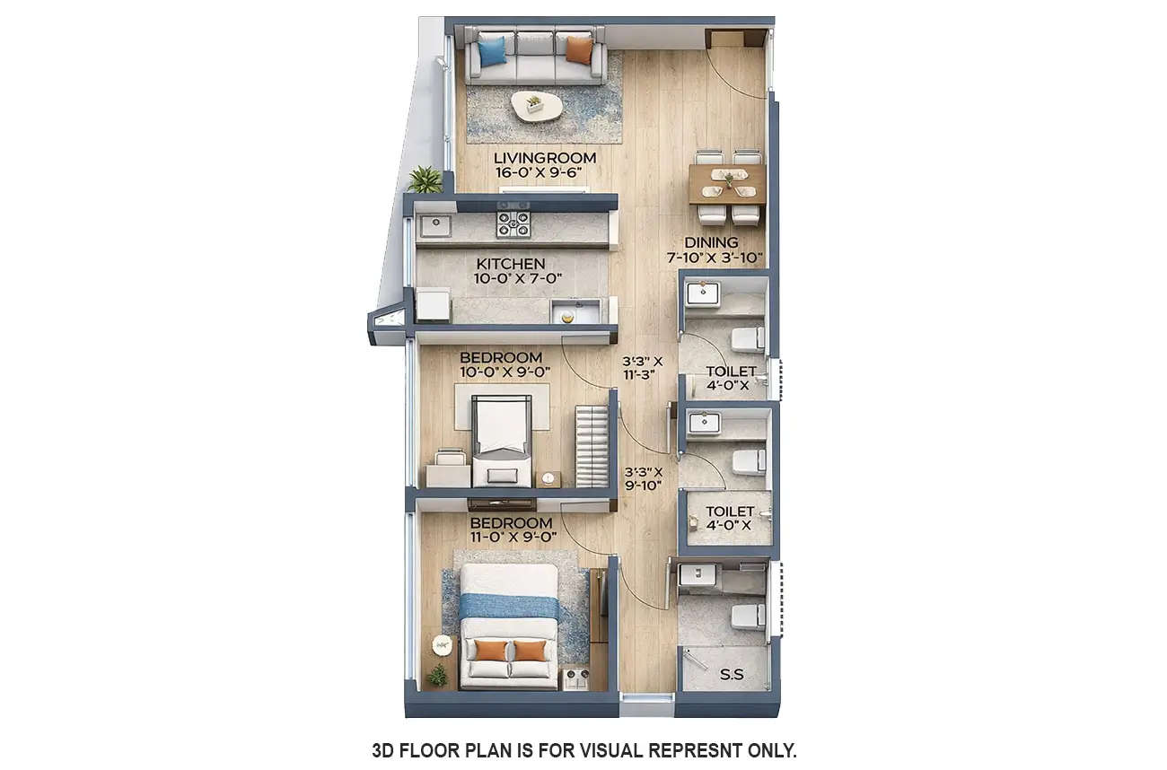 Arkade Rare Bhandup - Floor plan 2 BHK 587 Sq.ft
