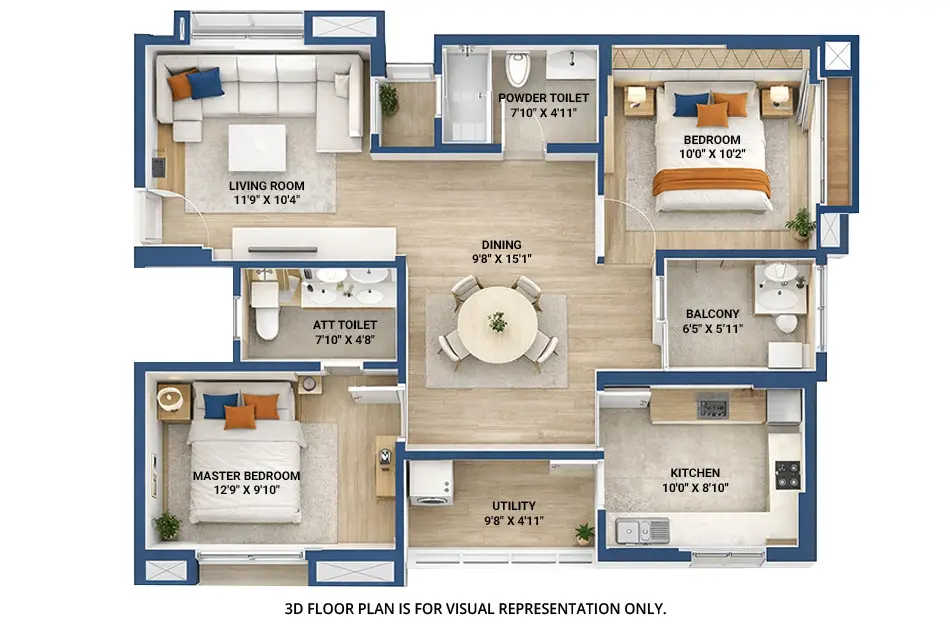 Hillcrest by Pacifica Nanakaramguda - Floor plan 2 BHK 757 Sq.ft