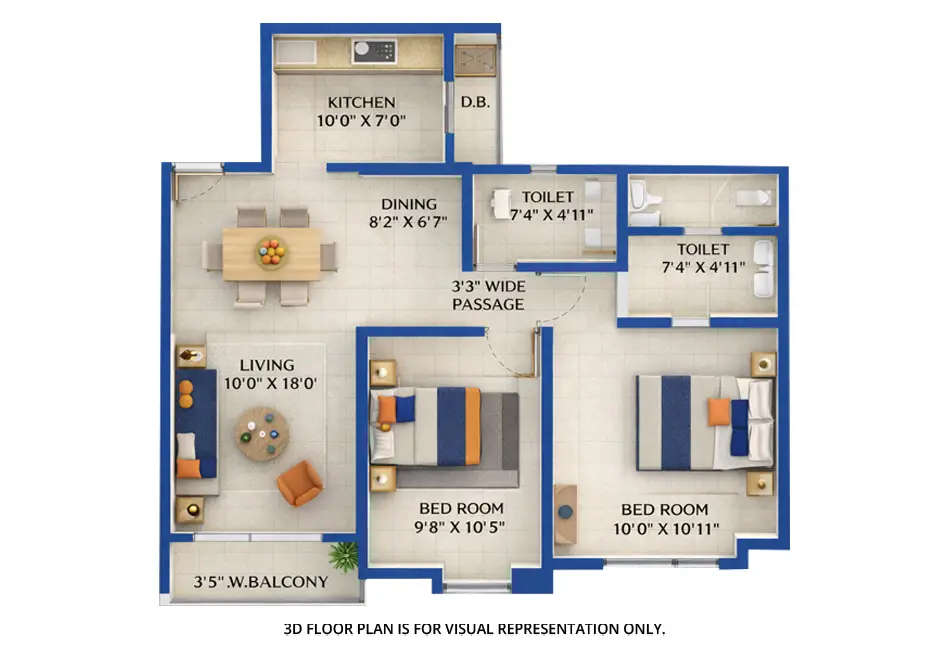 Paranjape Opulus Pokhran Road 2 - Floor plan 2 BHK 698 Sq.ft