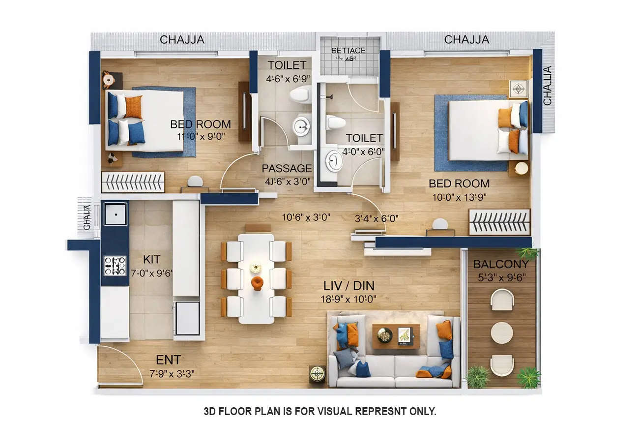 Ruparel Pristine Ghatkopar - Floor plan 2 BHK 725 Sq.ft