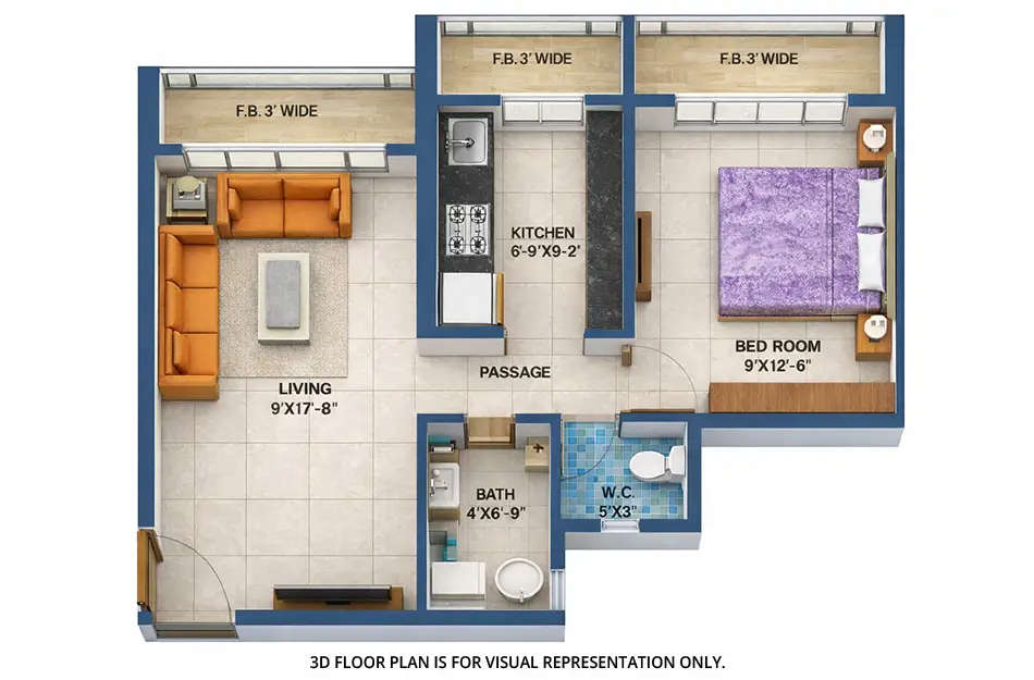 Arihant Clan Aalishan Kharghar - Floor plan 1 BHK 503 Sq.ft