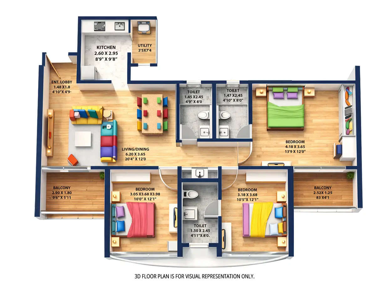 VTP Altamira Kharadi - Floor plan 3 BHK 1104 Sq.ft