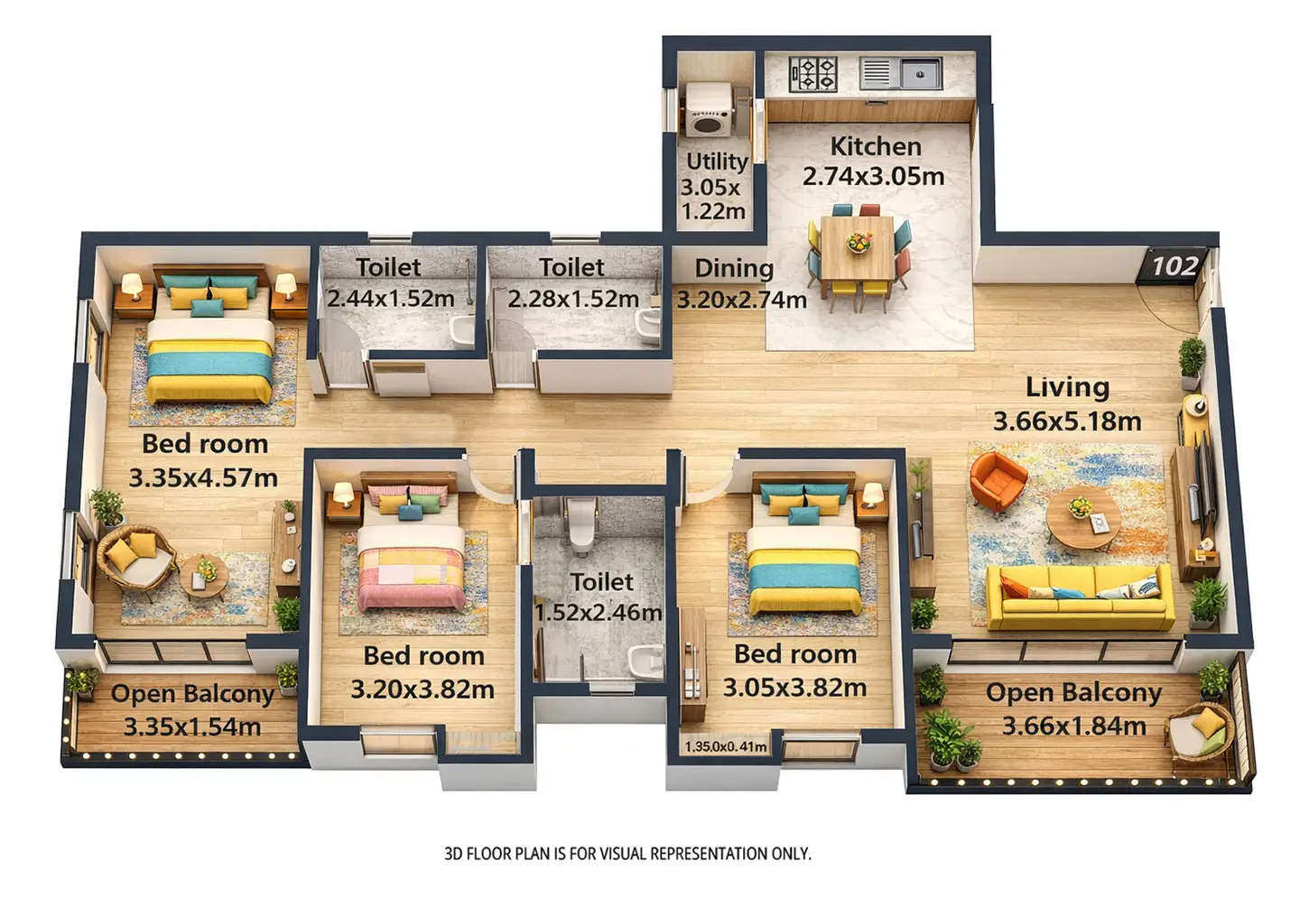 Nyati Evolve Hadapsar - Floor plan 3 BHK 875 Sq.ft