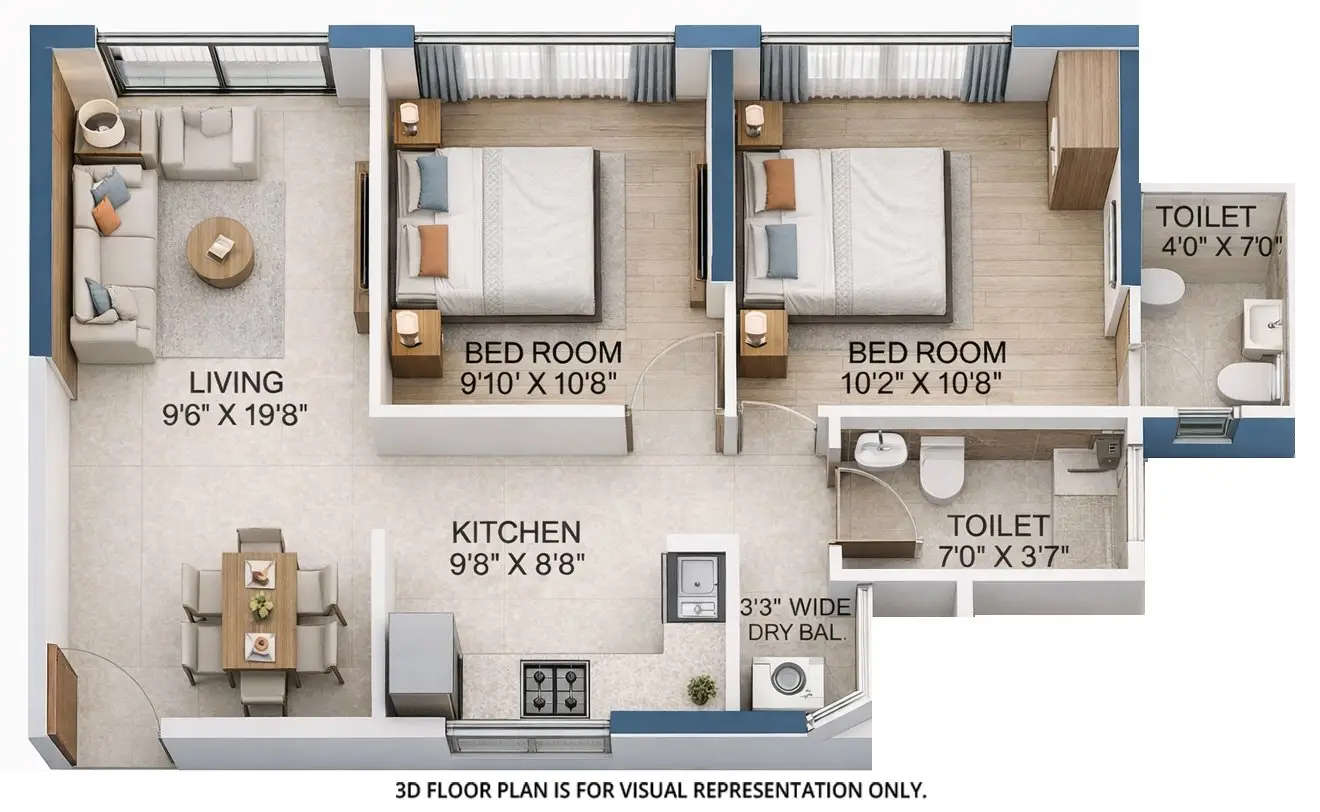 Platinum 53 West Andheri - Floor plan 2 BHK 590 Sq.ft