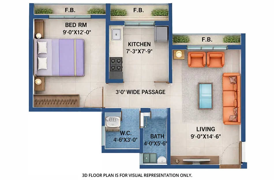 Arihant Arshiya Khopoli - Floor plan 1 BHK 432 Sq.ft