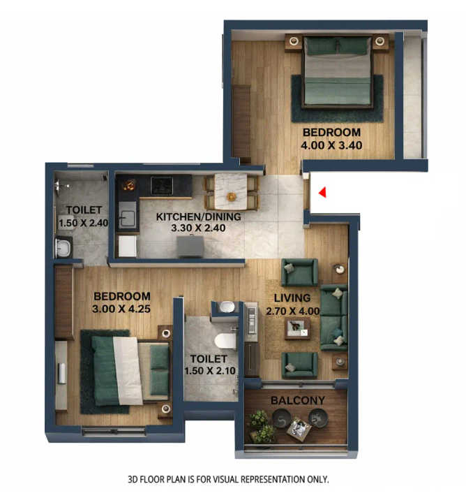 Ganga Asmi Pimpri Chinchwad - Floor plan 2 BHK 719 Sq.ft