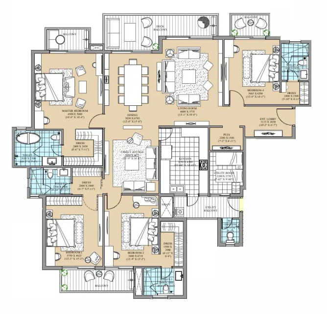 ATS Kingston Heath Sector 150 - Floor plan 4 BHK 3300 Sq.ft