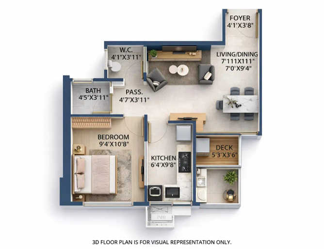 Runwal Avenue Kanjurmarg - Floor plan 1 BHK 424 Sq.ft