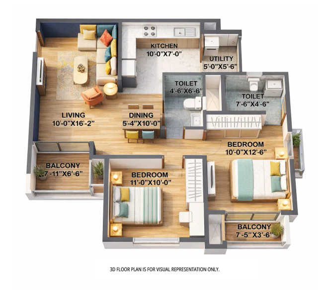 Ajmera Lugaano Yelahanka - Floor plan 2 BHK 645 Sq.ft