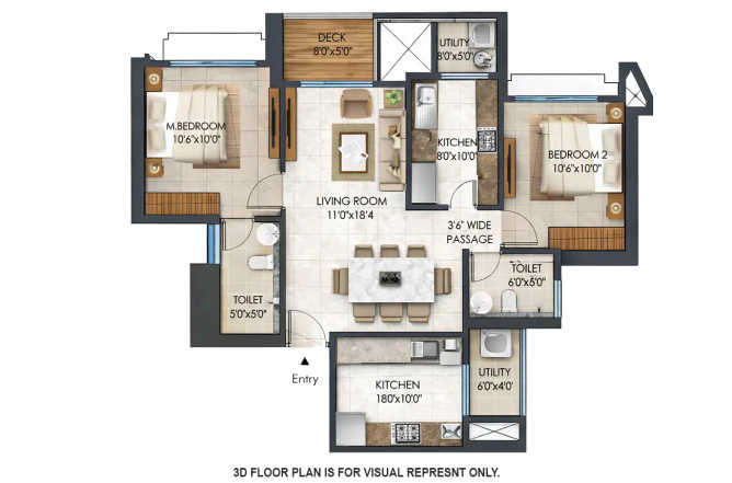 Lodha Regalia Mulund - Floor plan 2 BHK 750 Sq.ft