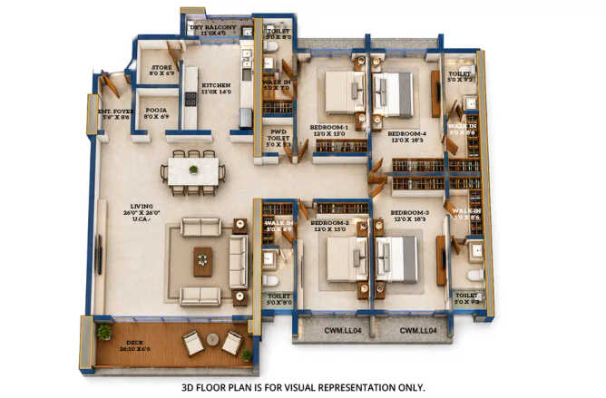 Downtown Avenue Vashi - Floor plan 4 BHK 2795 Sq.ft