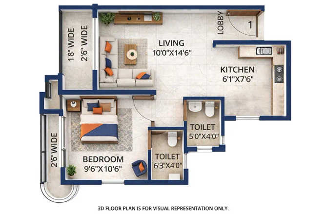 Dream Meadows Rohinjan - Floor plan 1 BHK 457 Sq.ft