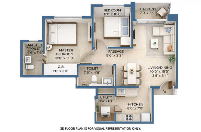 Hiranandani Golden Willows Panvel - Floor plan 2 BHK 612 Sq.ft