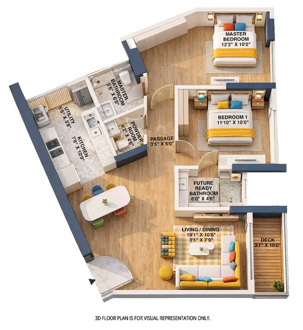 Rustomjee 180 Bayview Matunga - Floor plan 2 BHK 824 Sq.ft