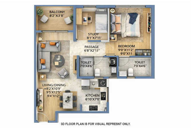 Runwal Garden Vista Kanjurmarg - Floor plan 1.5 BHK 531 Sq.ft