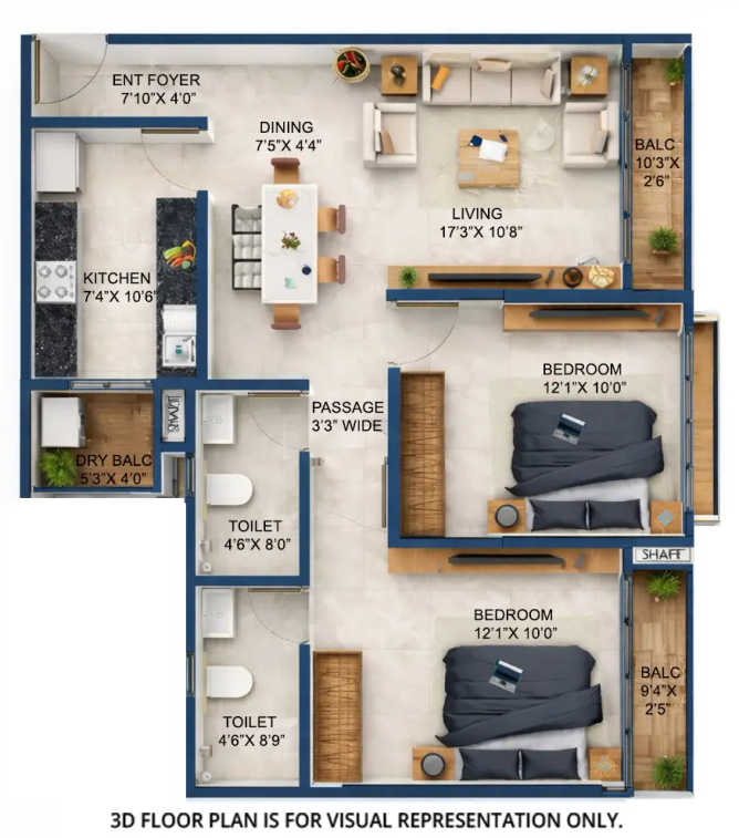 Adani The Views Ghatkopar - Floor plan 2 BHK 800 Sq.ft