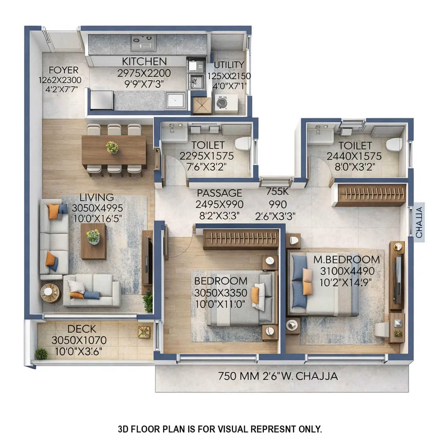 Runwal Woods Chembur - Floor plan 2 BHK 737 Sq.ft