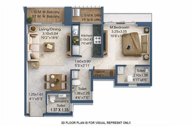 Adani Triumph Kanjurmarg - Floor plan 1 BHK 536 Sq.ft