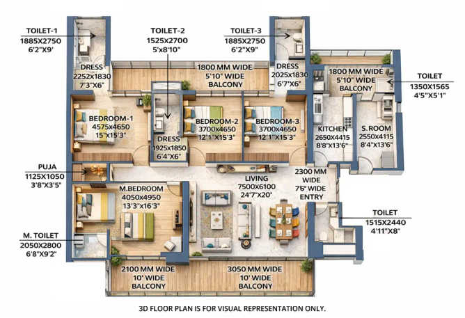 Godrej Miraya Sector 43 - Floor plan 4 BHK 4562 Sq.ft