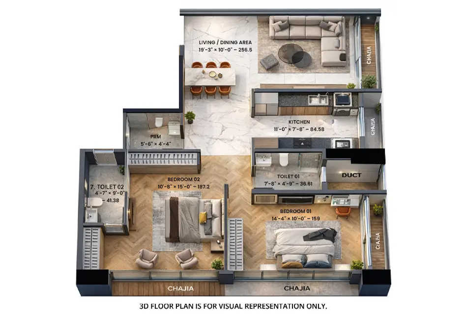Shreeji Aikyam Kandivali - Floor plan 2 BHK 825 Sq.ft